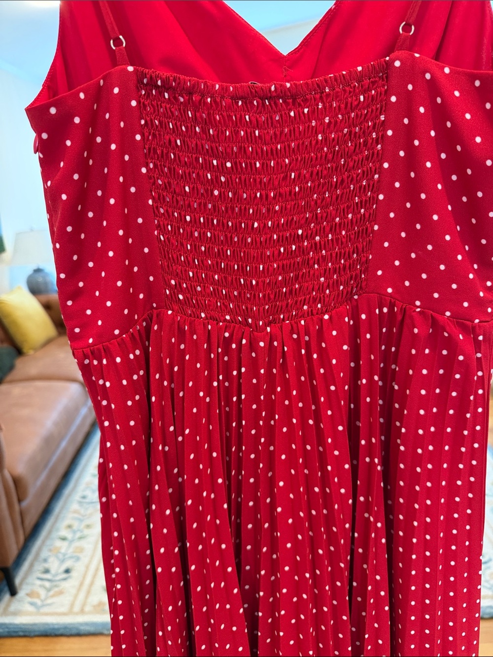 Lucy Paris Red Polka Dot Spaghetti Strap Maxi Dress - Picture 5 of 6